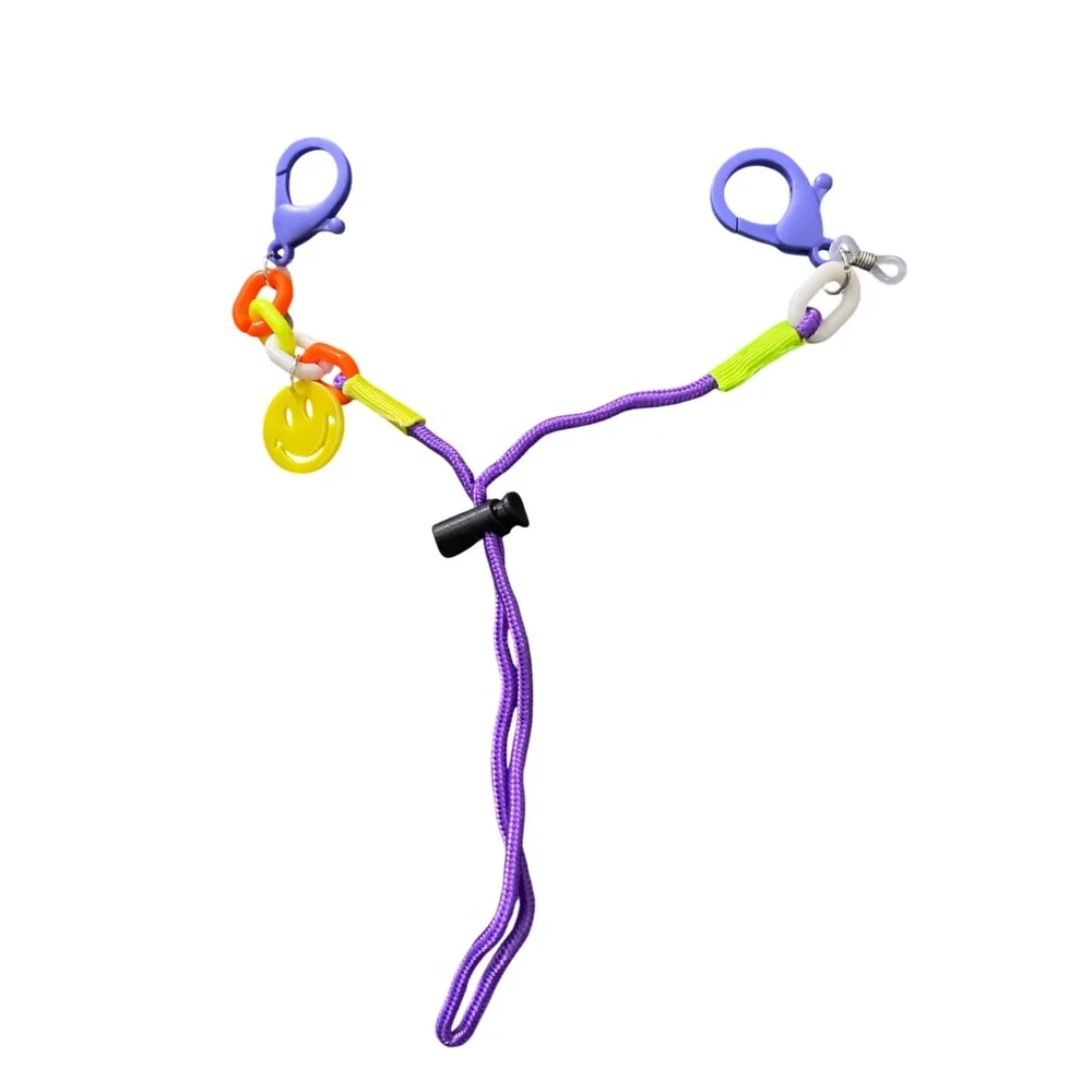 Lot of 80 Purple Smiley Mask Lanyard Eyeglass Chain Neon Cord Festival Kidcore‎